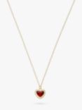 Coach Crystal Heart Pendant Necklace, Gold/Red