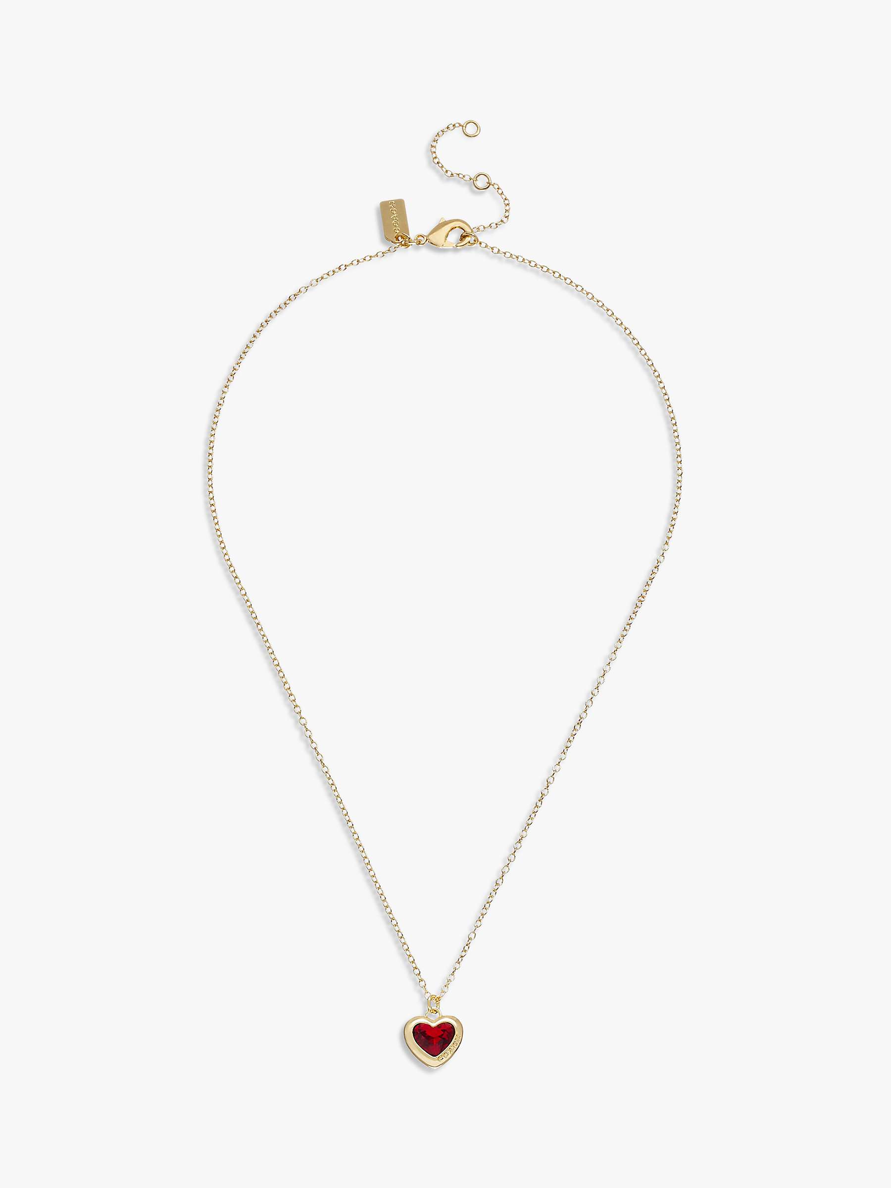 Buy Coach Crystal Heart Pendant Necklace, Gold/Red Online at johnlewis.com
