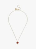 Coach Crystal Heart Pendant Necklace, Gold/Red