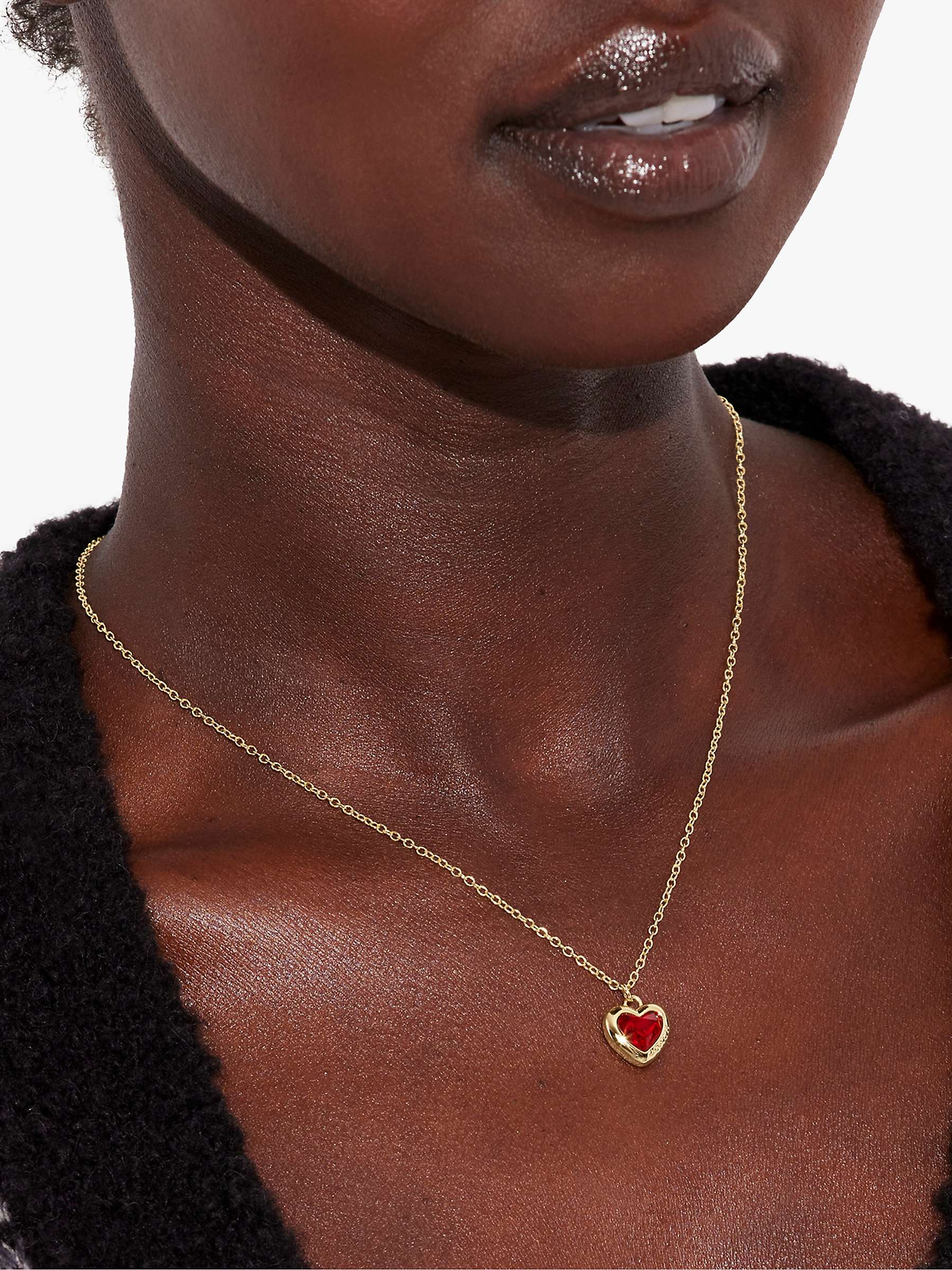 Buy Coach Crystal Heart Pendant Necklace, Gold/Red Online at johnlewis.com