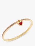 Coach Crystal Heart Bangle, Gold/Red
