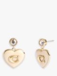 Coach Enamel and Crystal Heart Drop Earrings