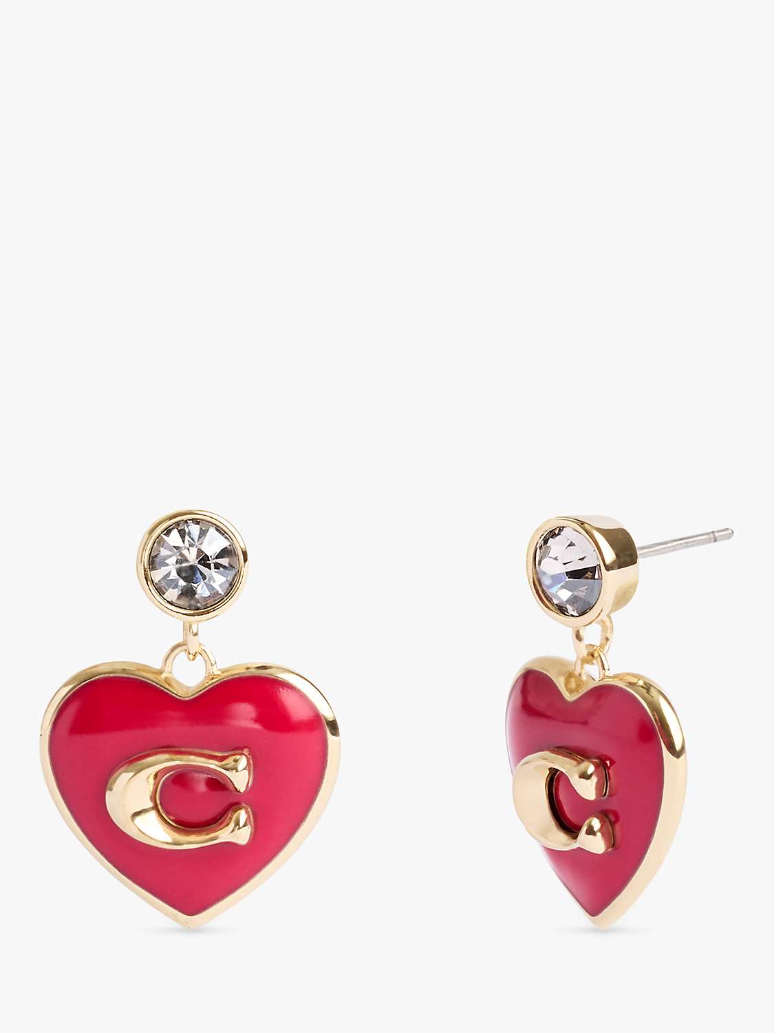 Buy Coach Enamel and Crystal Heart Drop Earrings Online at johnlewis.com