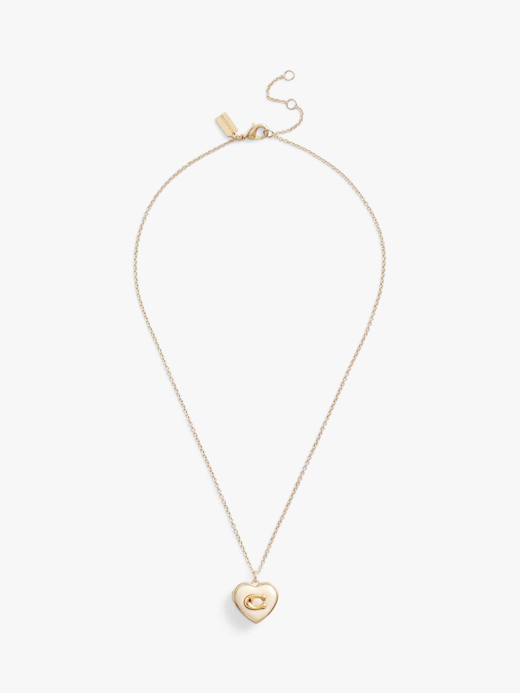 Buy Coach Enamel and Crystal Heart Locket Necklace Online at johnlewis.com
