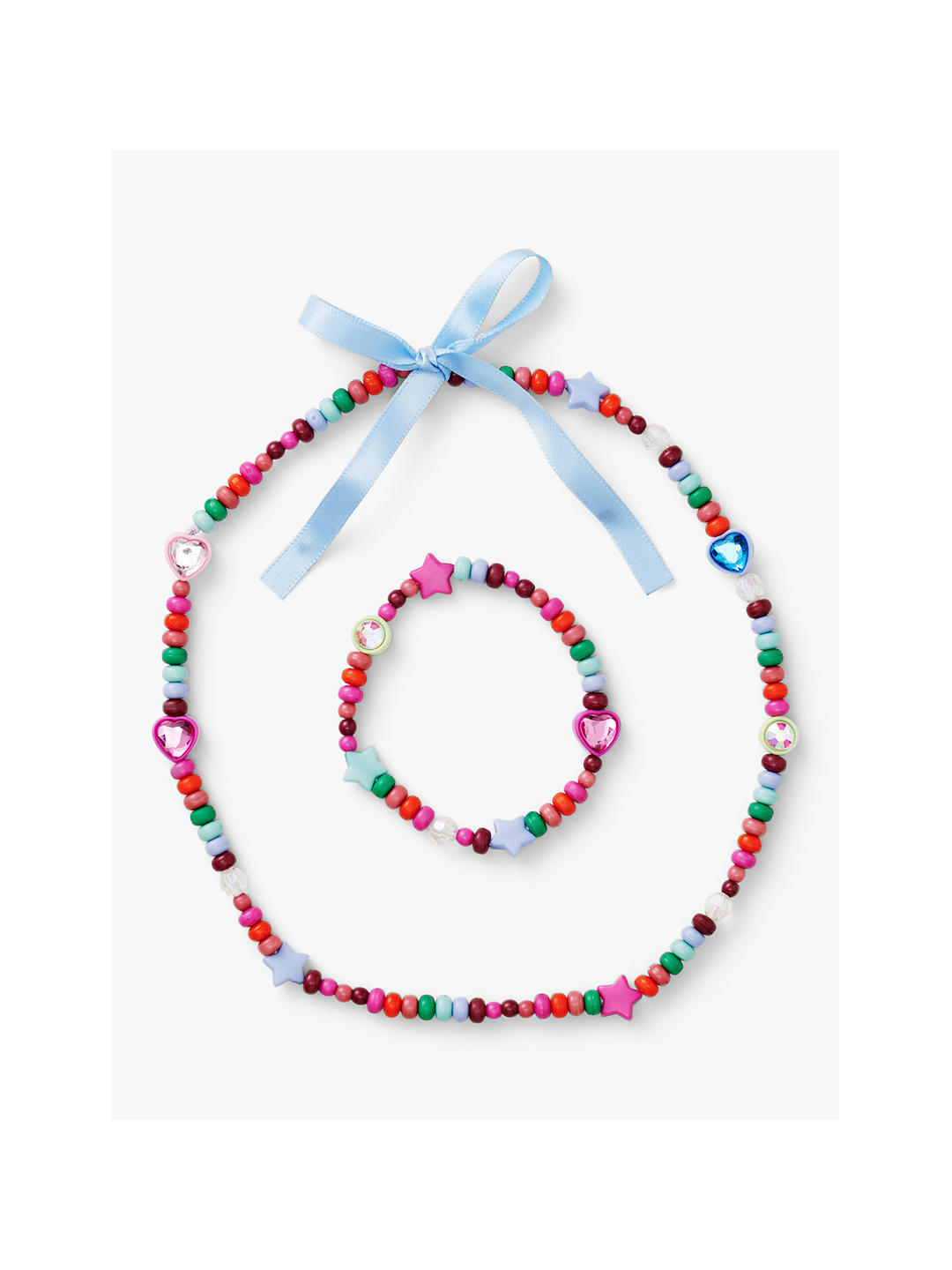 Stych Kids' Gem Heart & Star Beaded Jewellery Set, Pink