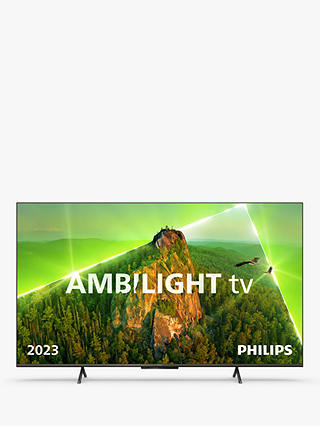 Philips 43PUS8108 (2023) LED HDR 4K Ultra HD Smart TV, 43 inch with Freeview Play, Ambilight & Dolby Atmos, Satin Chrome