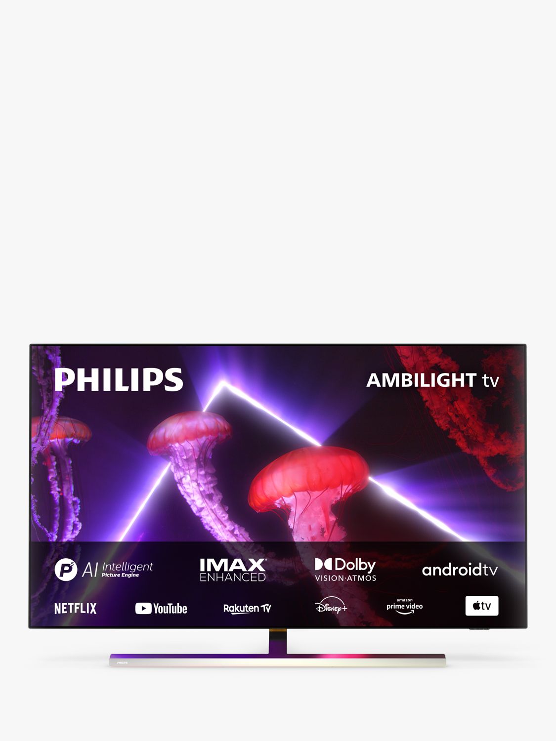 Philips 55OLED807 (2022) OLED HDR 4K Ultra HD Smart Android TV, 55 inch with Freeview Play, Ambilight & Dolby Atmos, Metal