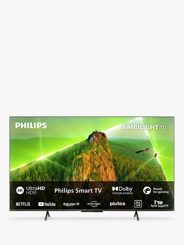 Philips 55PUS8108 (2023) LED HDR 4K Ultra HD Smart TV, 55 inch with Freeview Play, Ambilight & Dolby Atmos, Satin Chrome