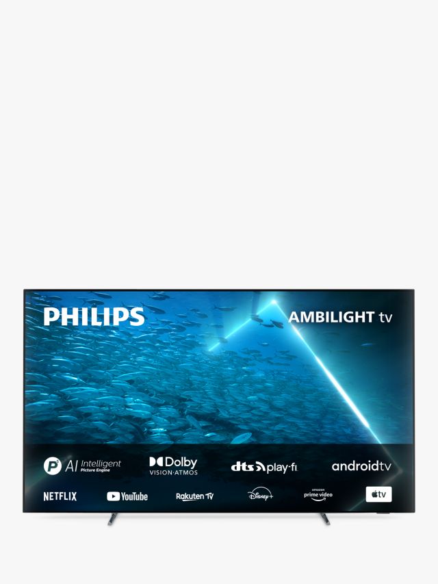 Philips 65OLED707 (2022) OLED HDR 4K Ultra HD Smart Android TV, 65 inch  with Freeview Play, Ambilight & Dolby Atmos, Metal