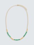 John Lewis Gemstones Agate Beaded Necklace, Yellow Gold/Green