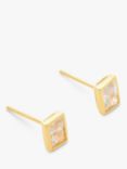 John Lewis Earring Edit Baguette Cubic Zirconia Rub Over Stud Earrings, Gold