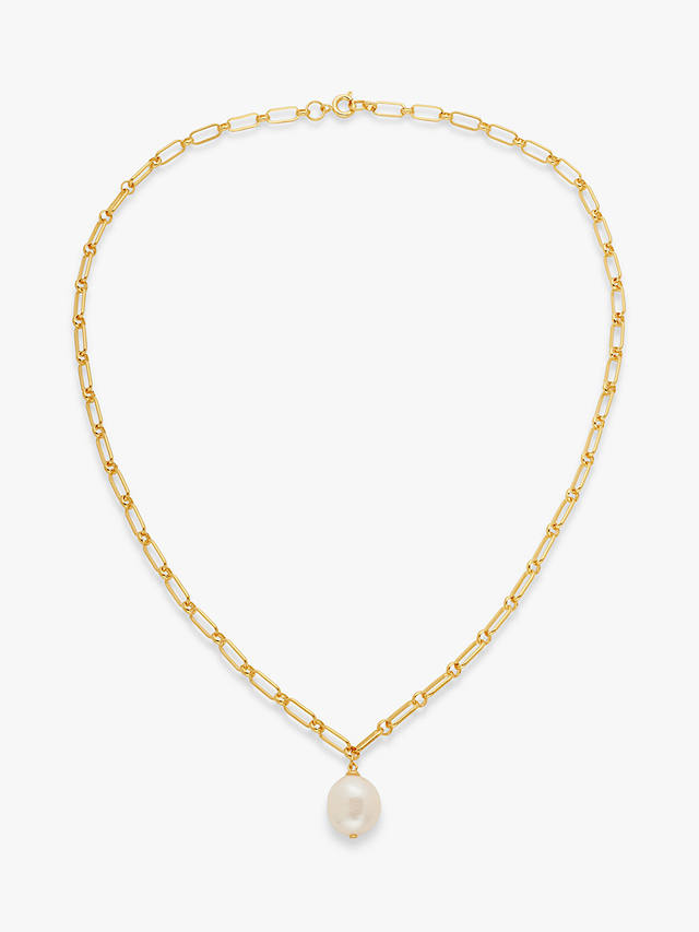 John Lewis Gemstones & Pearls Baroque Pearl Paperclip Pendant Necklace, Gold