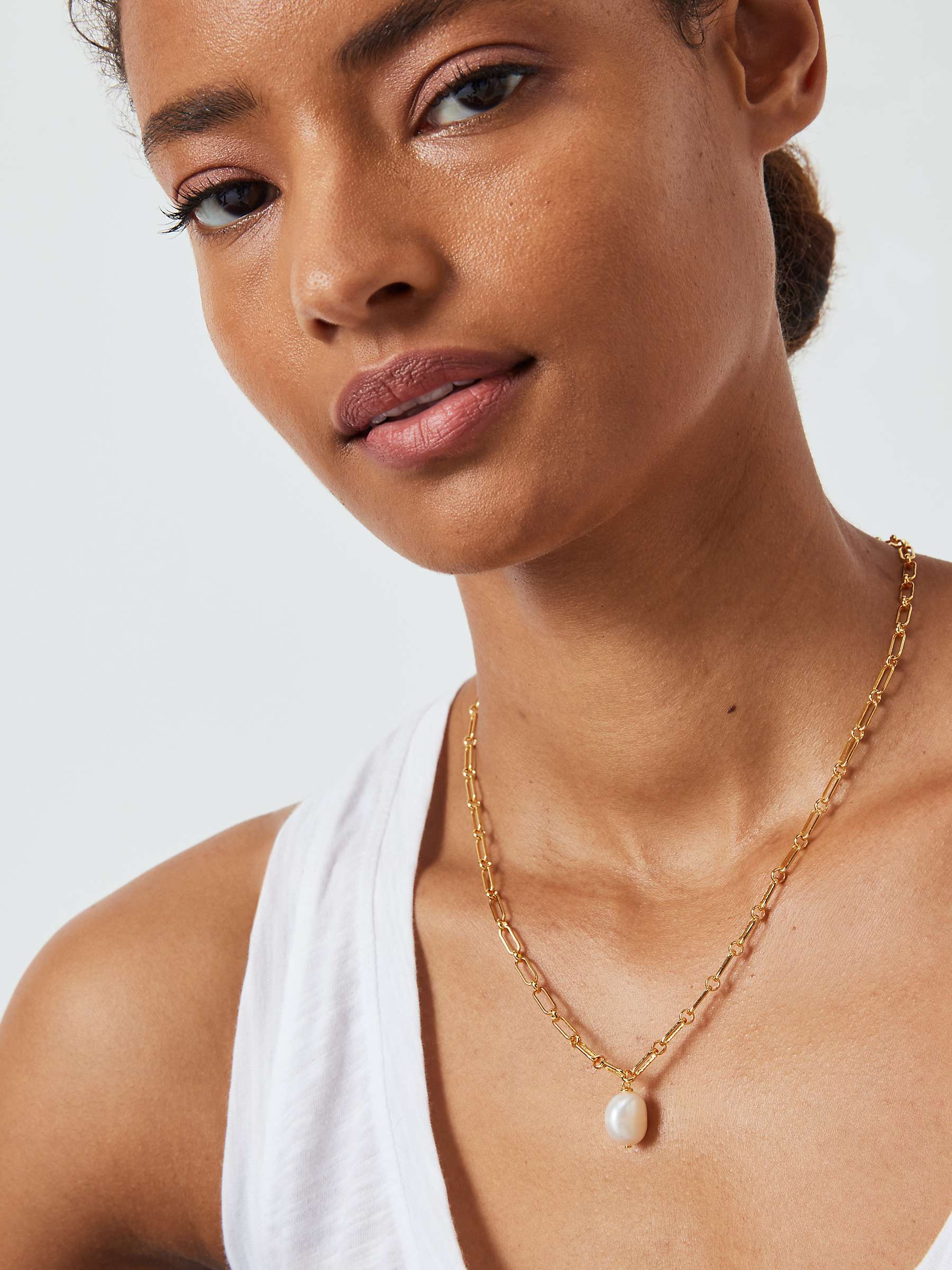 Buy John Lewis Gemstones & Pearls Baroque Pearl Paperclip Pendant Necklace, Gold Online at johnlewis.com