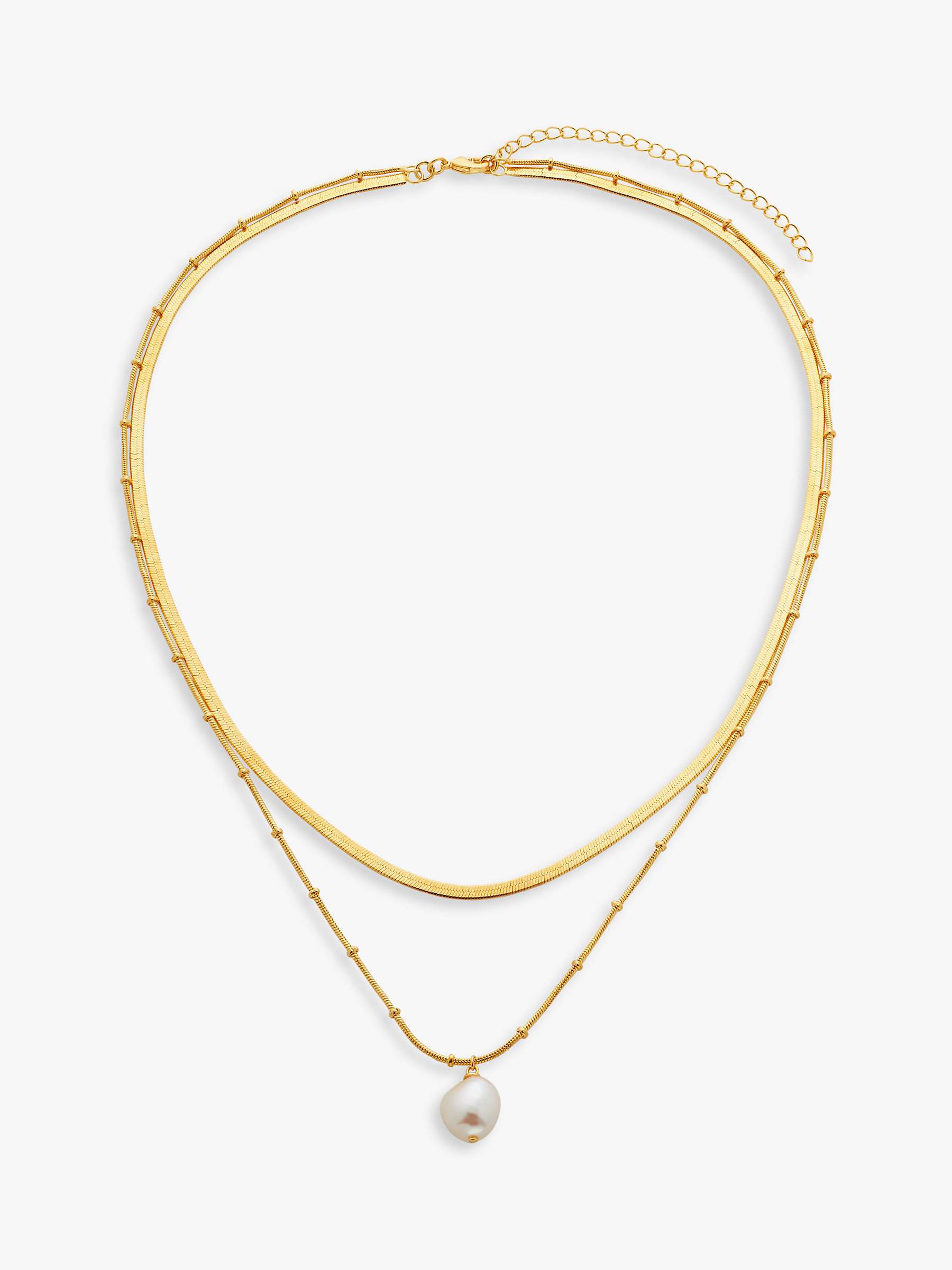 Buy John Lewis Gemstones & Pearls Baroque Pearl Double Row Layered Necklace, Gold Online at johnlewis.com
