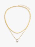 John Lewis Gemstones & Pearls Baroque Pearl Double Row Layered Necklace, Gold
