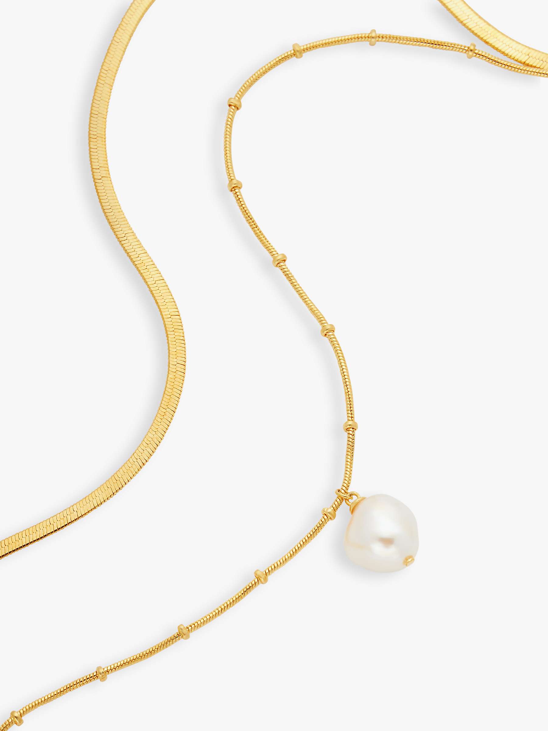 Buy John Lewis Gemstones & Pearls Baroque Pearl Double Row Layered Necklace, Gold Online at johnlewis.com