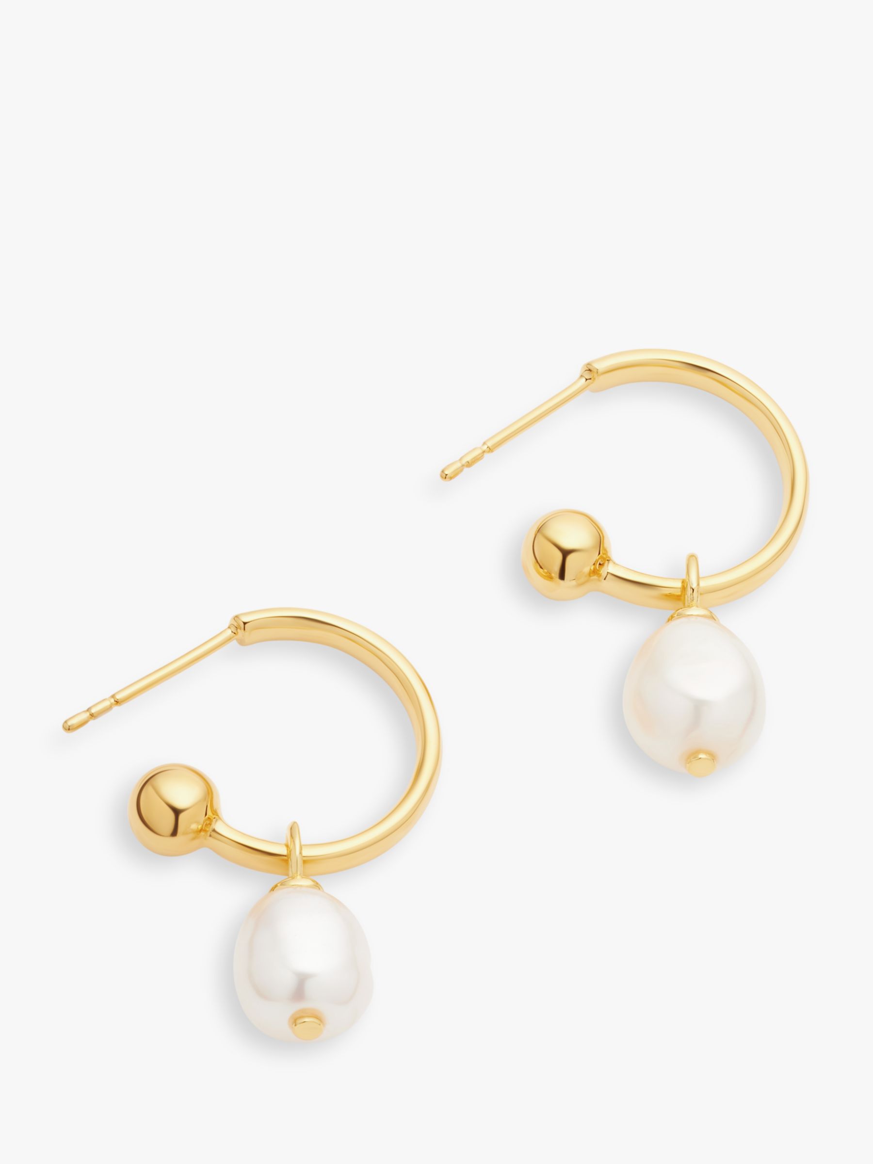 John Lewis Gemstones & Pearls Baroque Pearl Drop Huggie Hoop Earrings ...