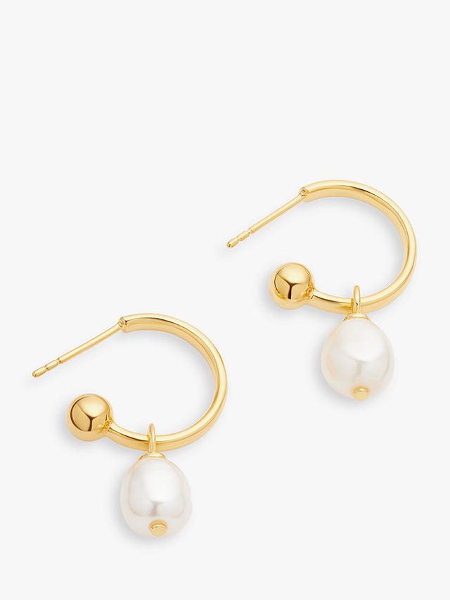 John Lewis Gemstones & Pearls Baroque Pearl Drop Huggie Hoop Earrings, Gold