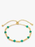 John Lewis Gemstones Green Agate Beaded Slider Bracelet, Gold