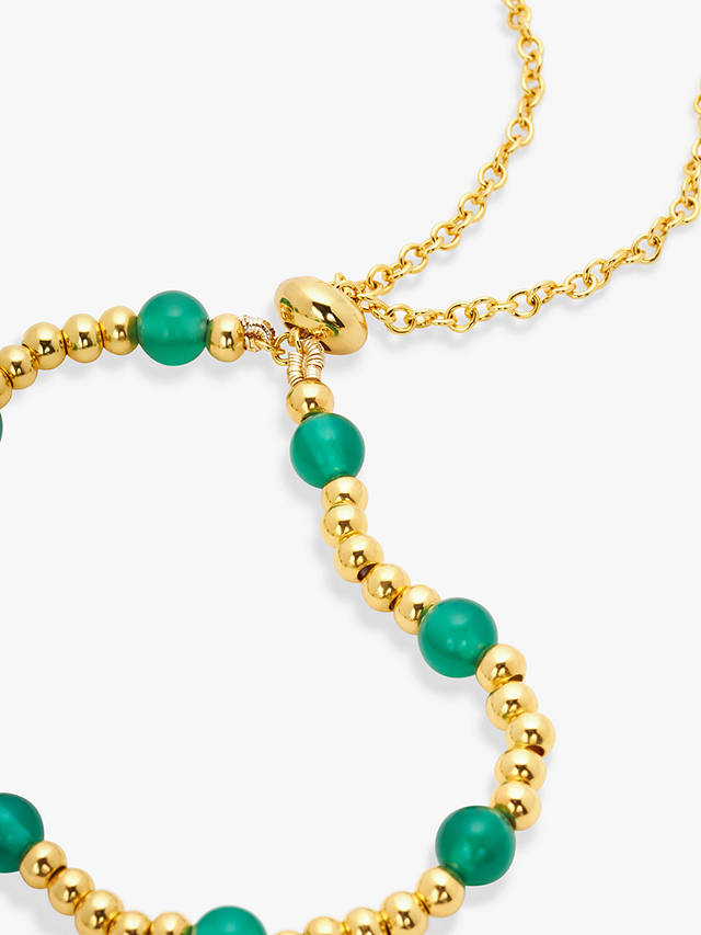 John Lewis Gemstones Green Agate Beaded Slider Bracelet, Gold