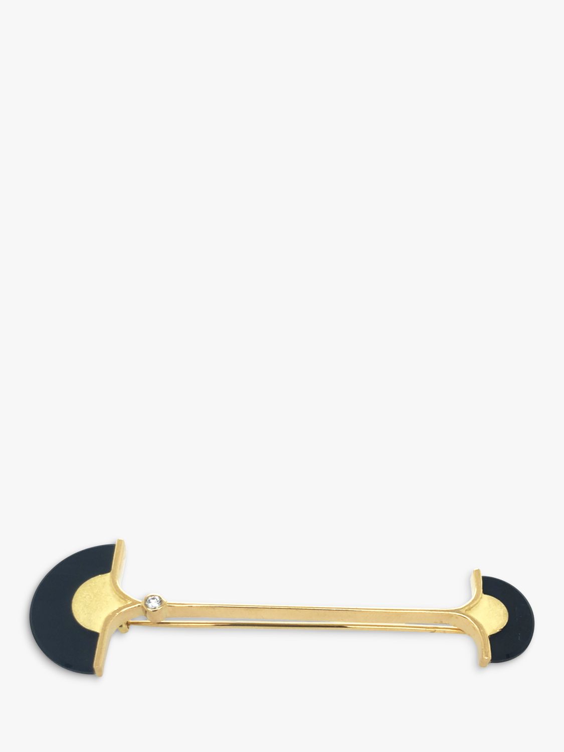 Buy Vintage Fine Jewellery Second Hand 18ct Gold Onyx and Diamond Bar Brooch, Dated Sheffield 1987 Online at johnlewis.com