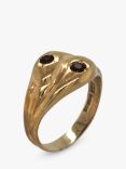 Vintage Fine Jewellery Second Hand 9ct Gold 2 Stone Garnet Snake Ring, Dated Birmingham 1963