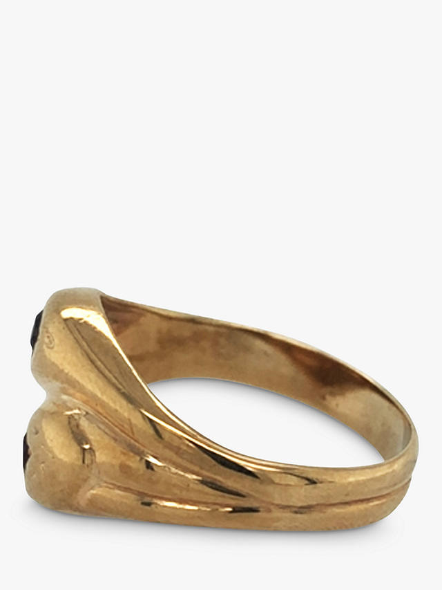 Vintage Fine Jewellery Second Hand 9ct Gold 2 Stone Garnet Snake Ring, Dated Birmingham 1963