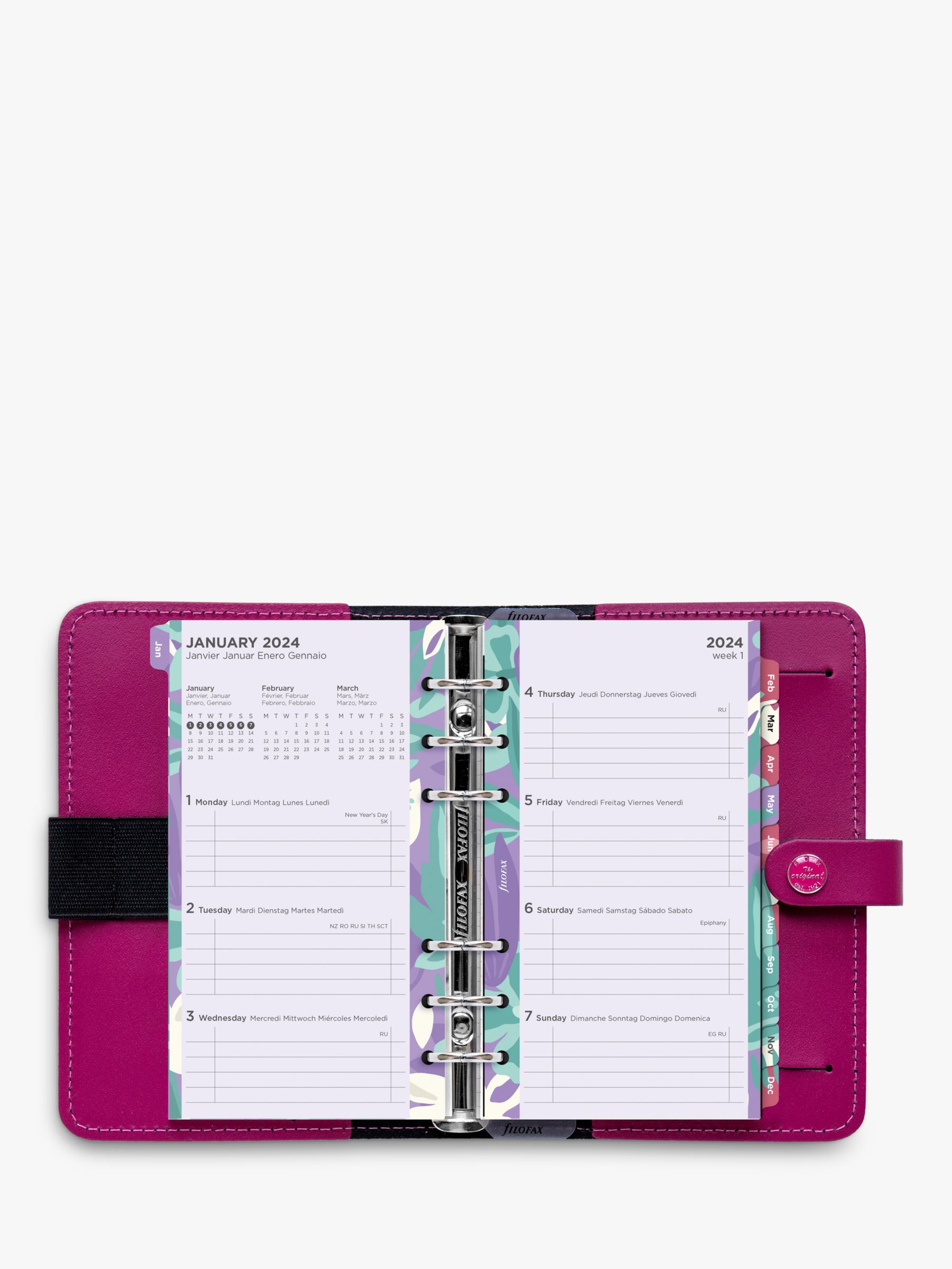 Filofax Personal Floral Week on Two Pages 2024 Personal Organiser