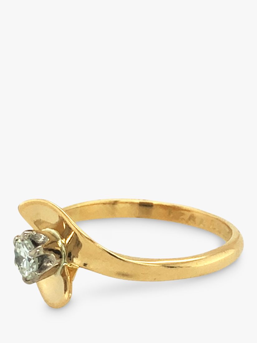 Vintage Fine Jewellery Second Hand 18ct Gold Elevated Crossover Diamond Ring, Dated Birmingham 1969