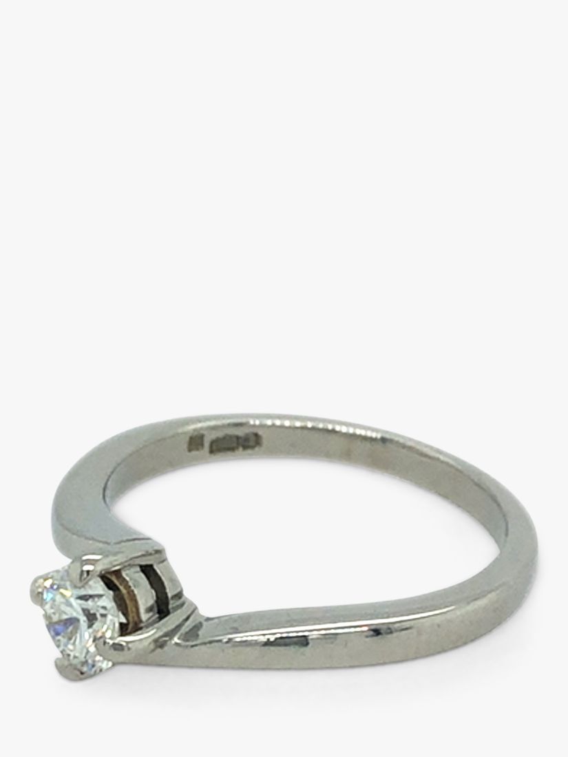 Vintage Fine Jewellery Second Hand Platinum Crossover Diamond Ring, Dated Circa 2000s