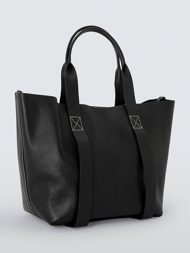 John Lewis Luxe Leather Tote Bag, Black