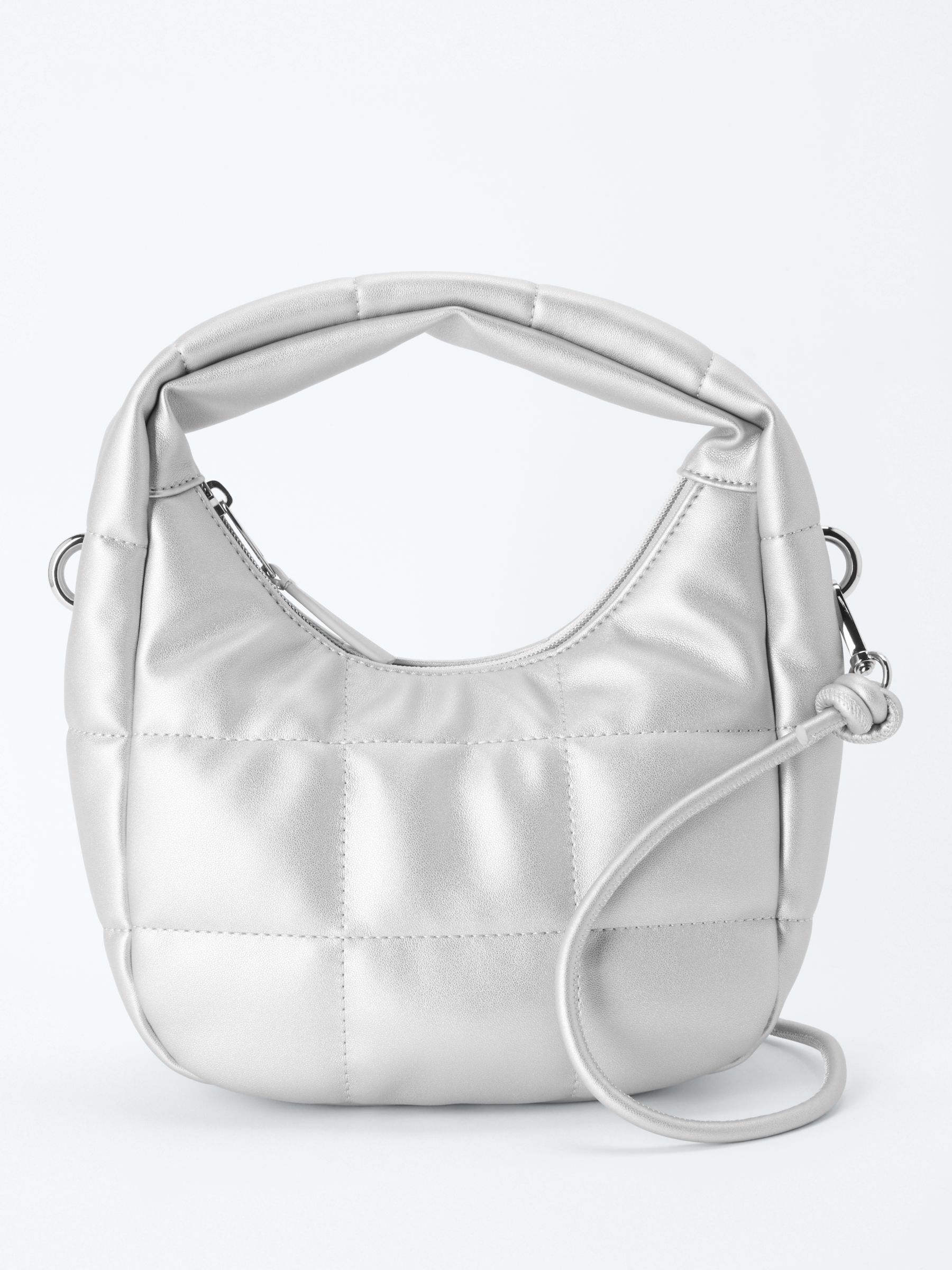 John Lewis ANYDAY Quilted Cross Body Grab Bag, Silver