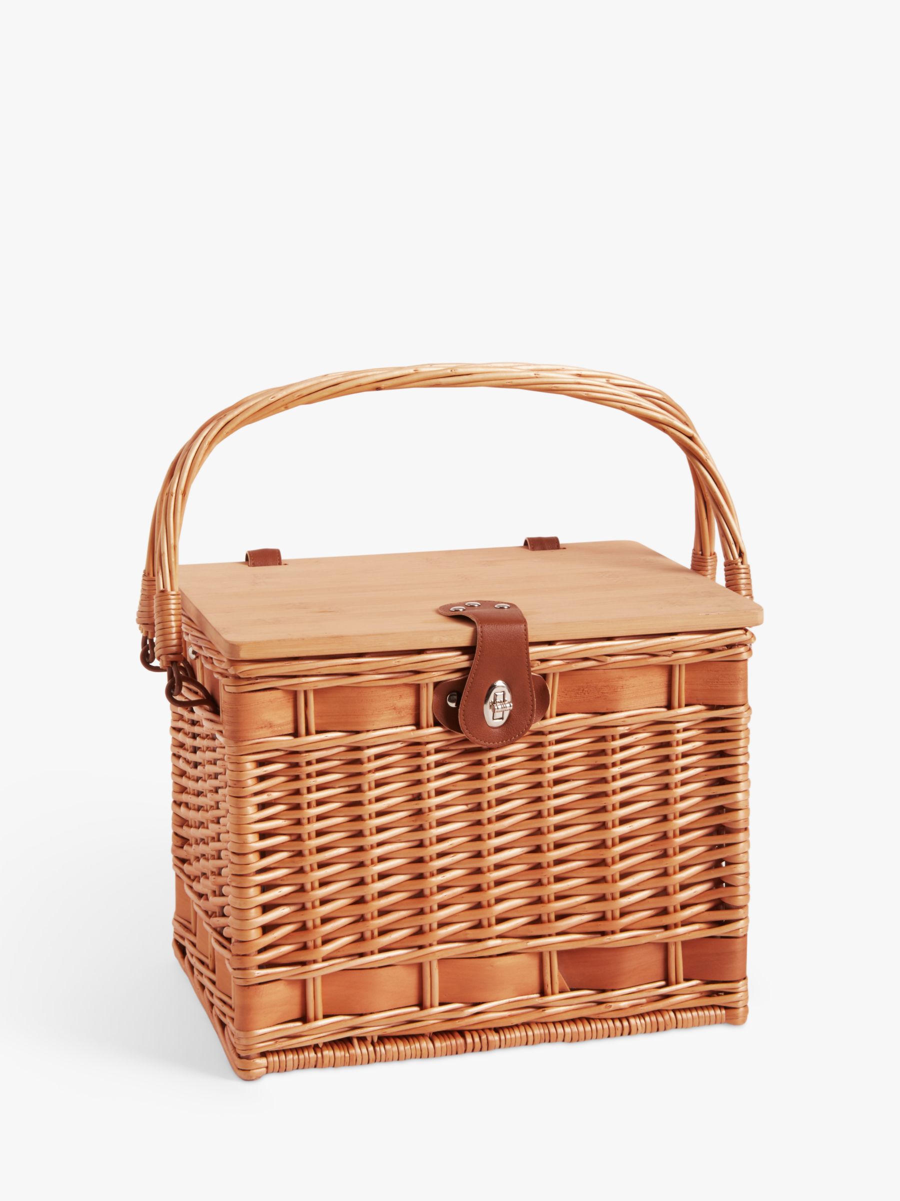 John Lewis Striped Filled Willow Wicker Picnic Hamper, 4 Person