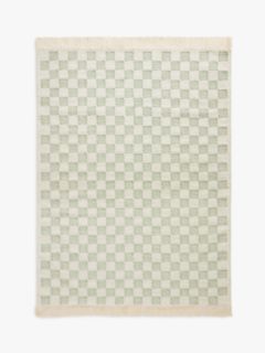 John Lewis Checkerboard Cotton Rug, Mint Green, L170 x W120cm