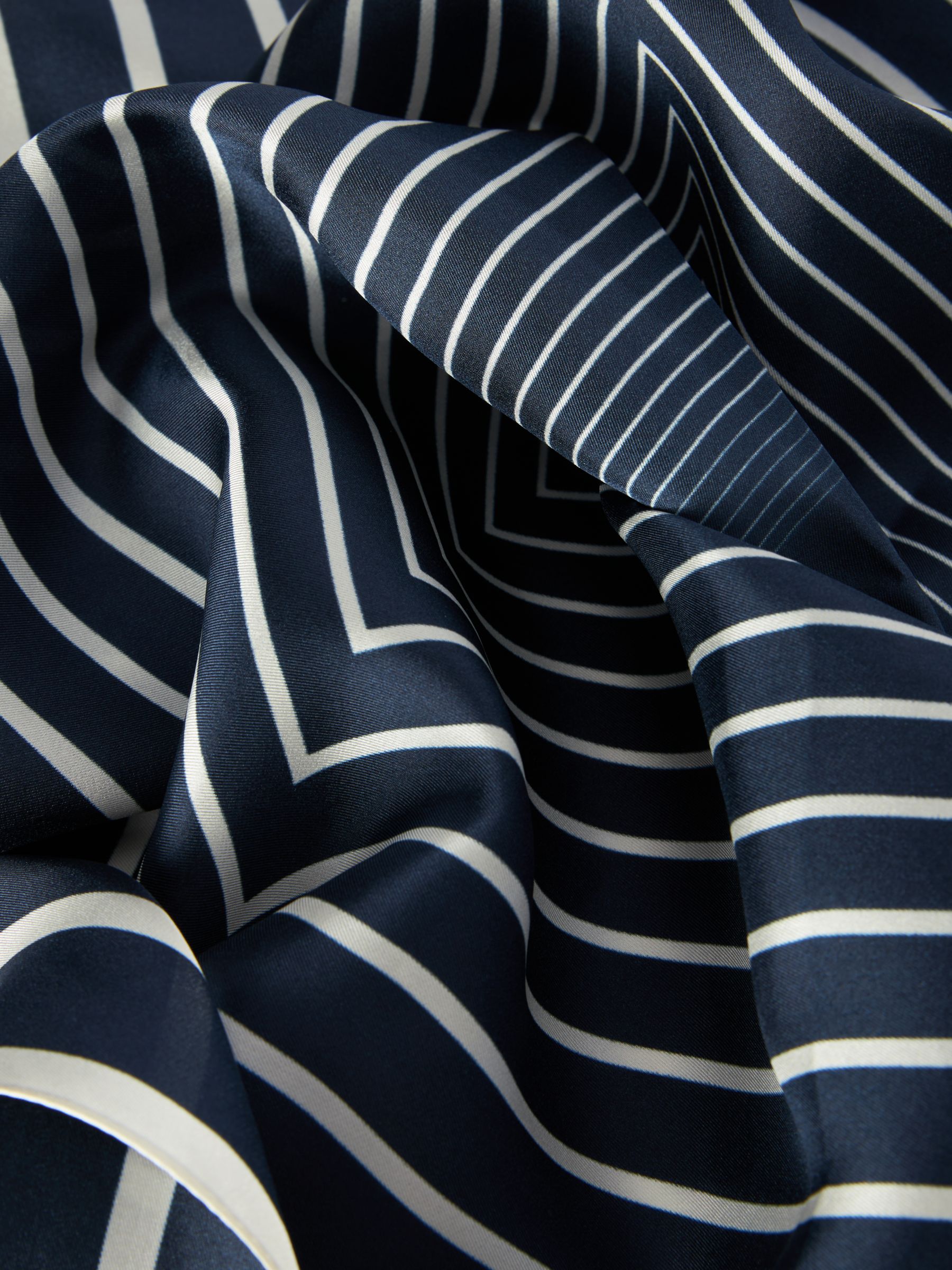 John Lewis Stripe Silk Scarf, Blue/Multi