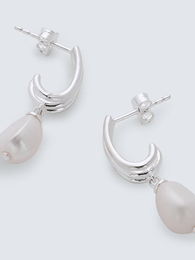 John Lewis Gemstones & Baroque Pearl Drop Earrings, White Rhodium