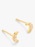 John Lewis Earring Edit Cubic Zirconia Crescent Moon Stud Earrings, Gold