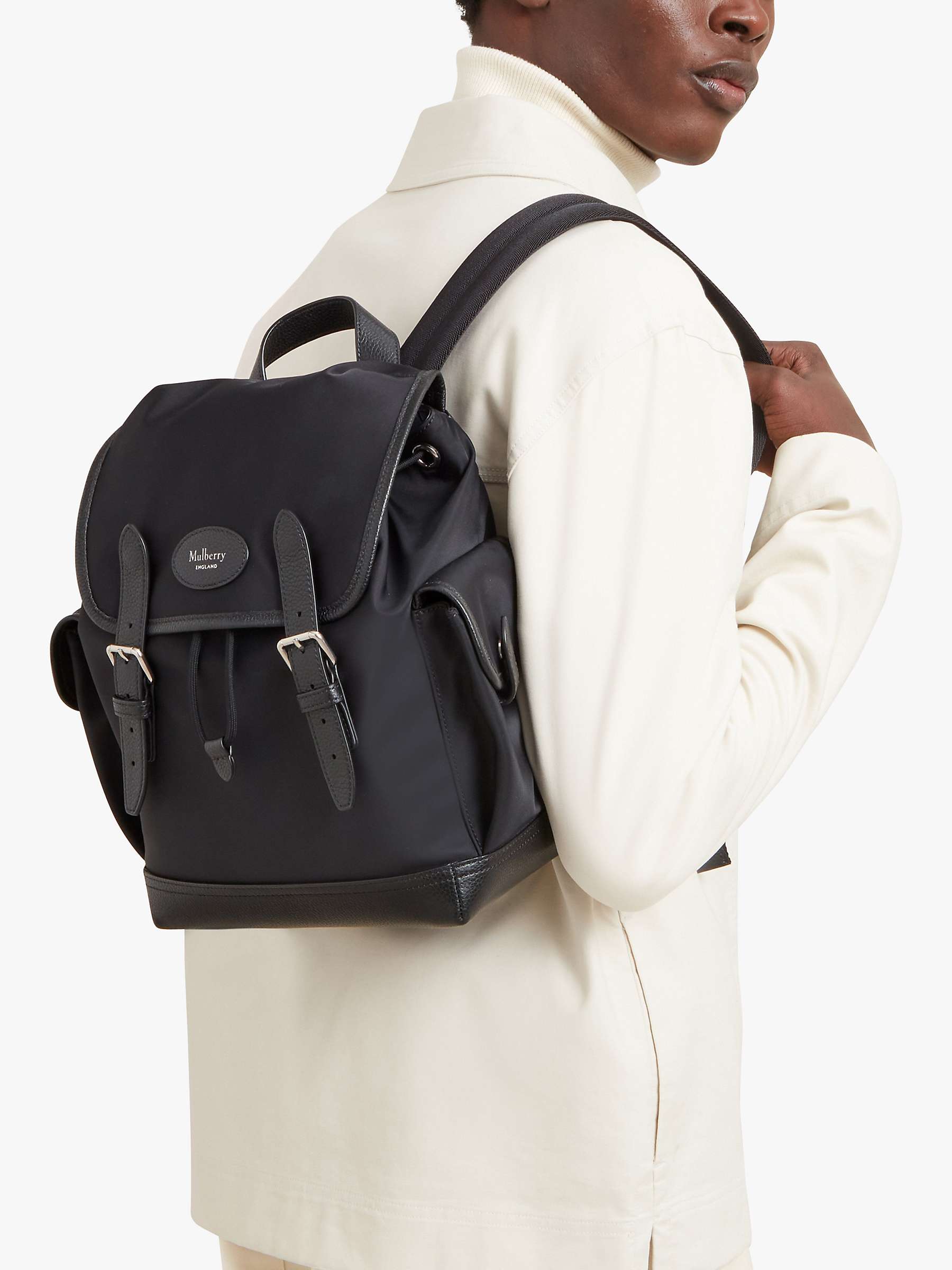 Buy Mulberry Mini Heritage Nylon Backpack, Black Online at johnlewis.com