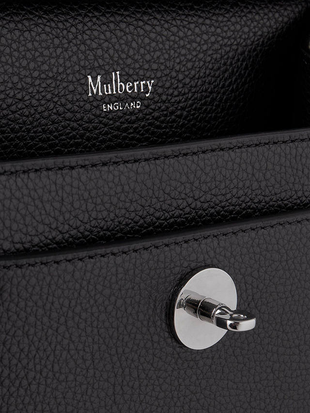 Mulberry Small Antony Classic Grain Leather Satchel, Black/Silver