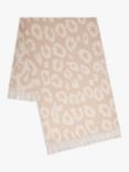 Mulberry Leopard Print Merino Wool Scarf, Maple/Ecru