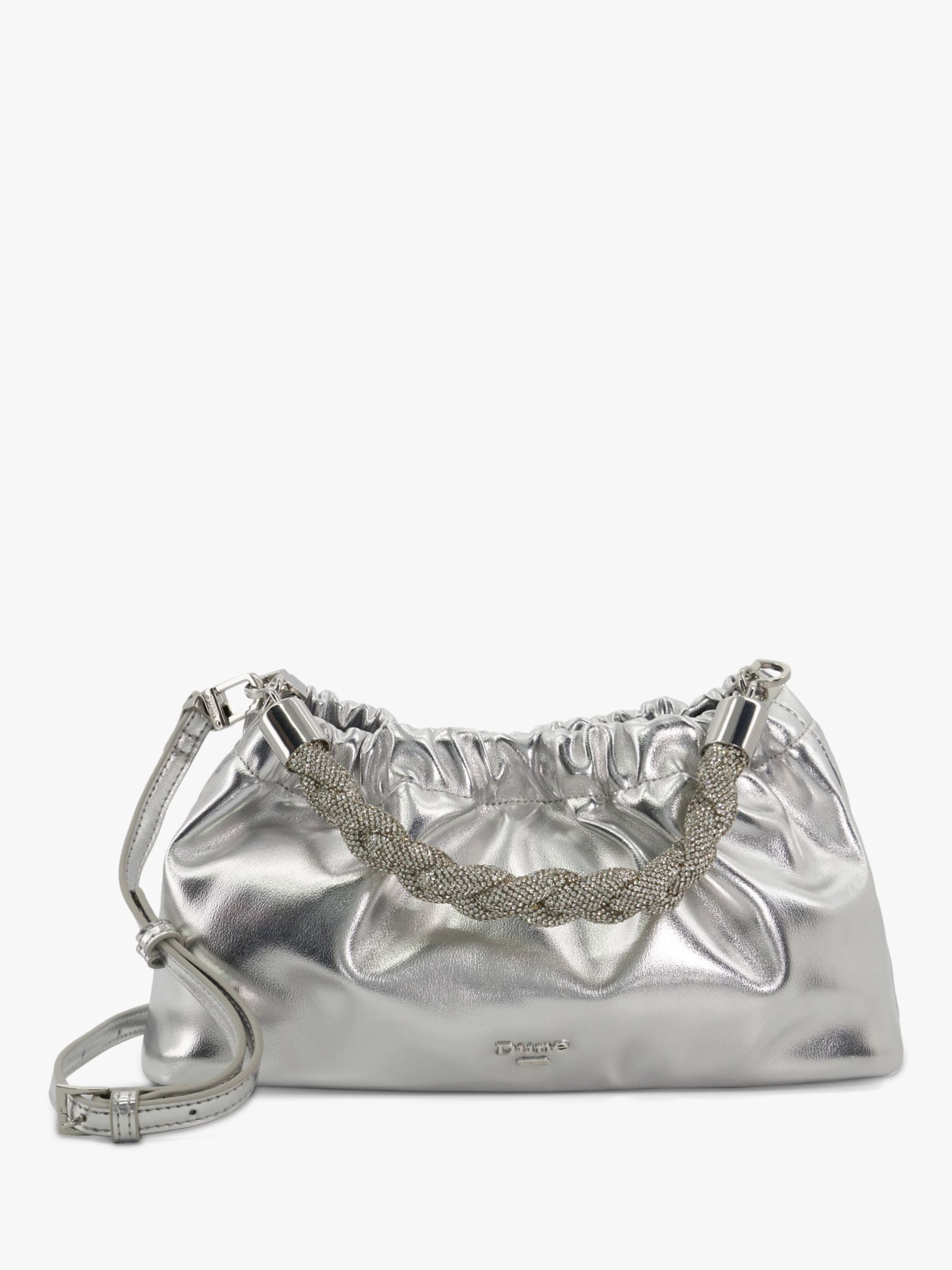 Dune Bonanza Embellished Handle Clutch Bag, Silver at John Lewis & Partners