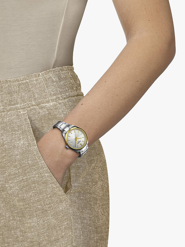 Tissot Women's PR 100 Bracelet Strap Watch, Silver/Gold T1502102103100