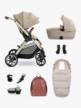 Silver Cross Reef Pushchair and First Bed Folding Carrycot Universal Ultimate Accessory Bundle Pack, Stone