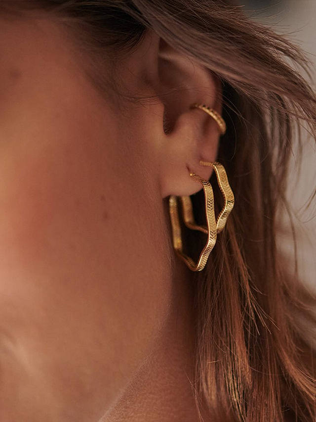 Daisy London Snake Wavy Hoop Earrings, Gold