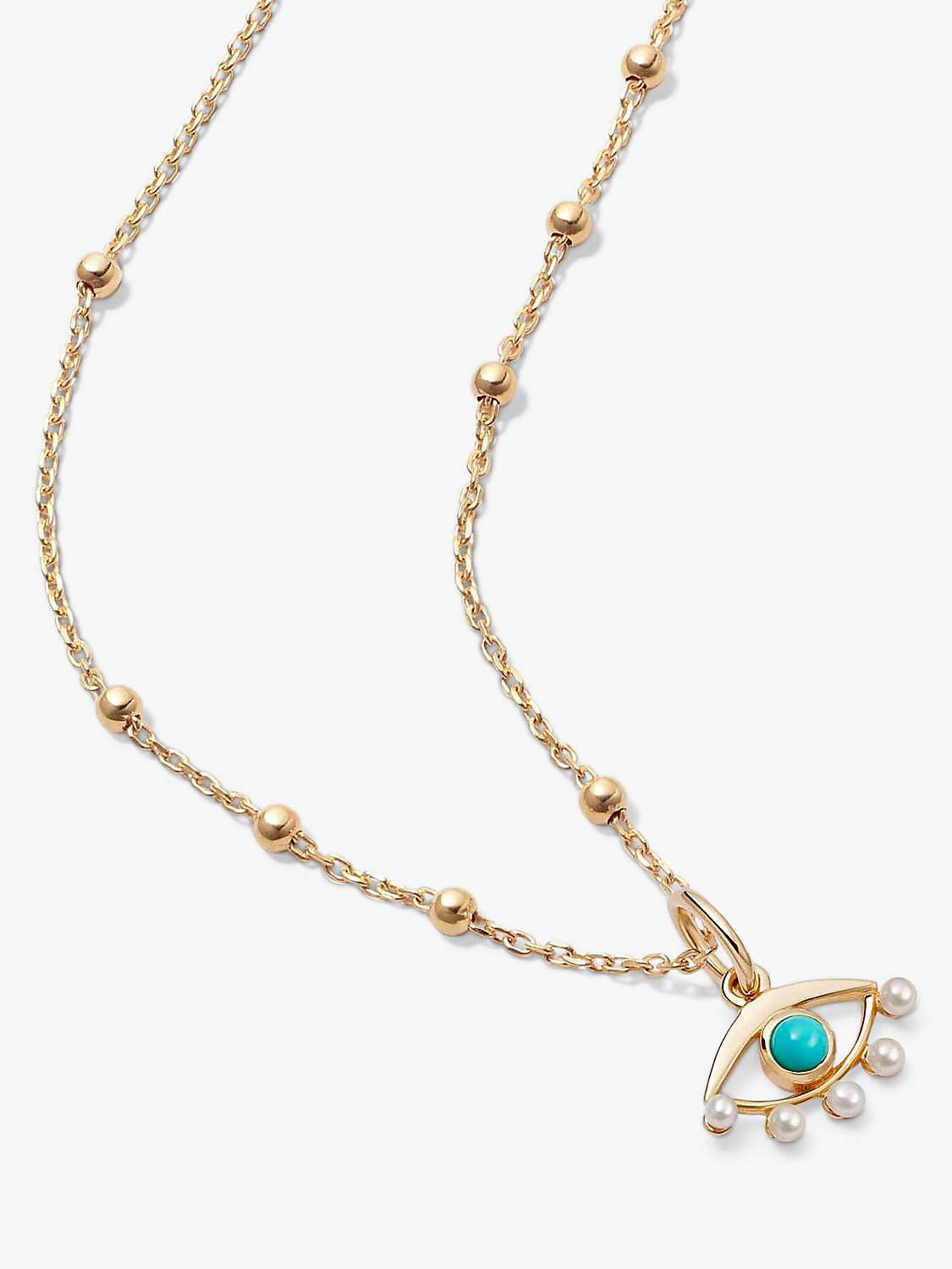 Buy Daisy London Evil Eye Turquoise & Pearl Pendant Necklace, Gold Online at johnlewis.com