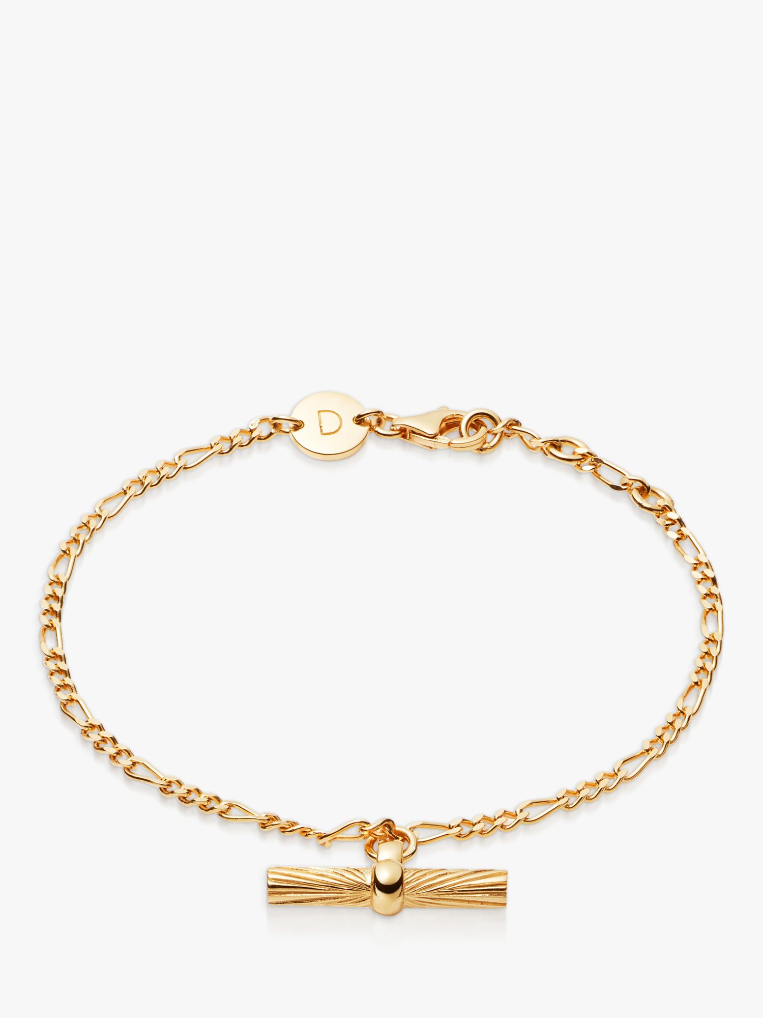 Daisy London T-Bar Charm Chain Bracelet, Gold at John Lewis & Partners