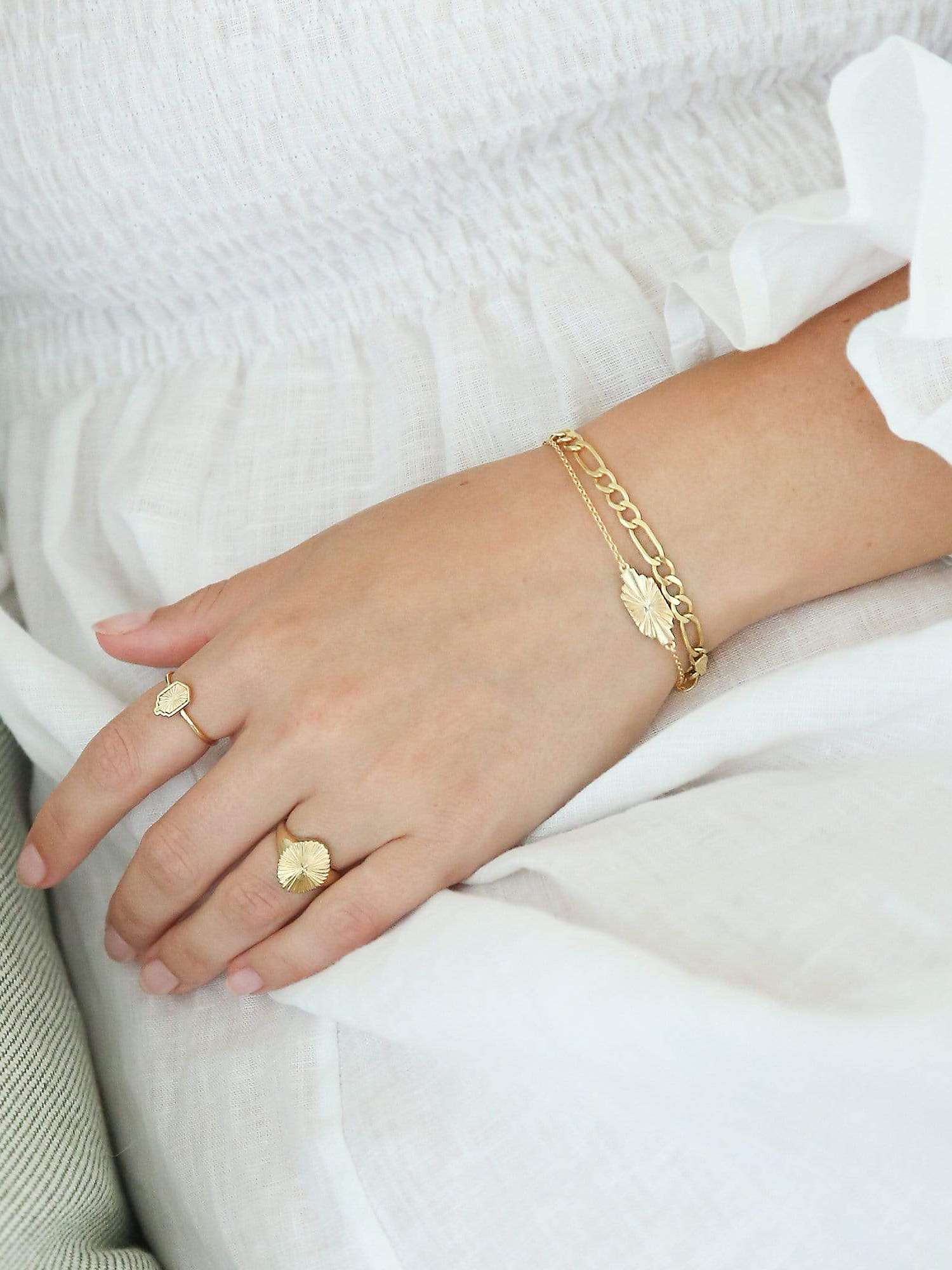 Buy Daisy London Estée Lalonde Sunburst Signet Ring, Gold Online at johnlewis.com
