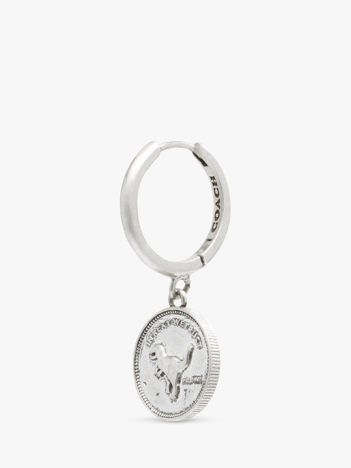 Buy Coach Rexy Dino Charm Single Hoop Earring, Silver Online at johnlewis.com