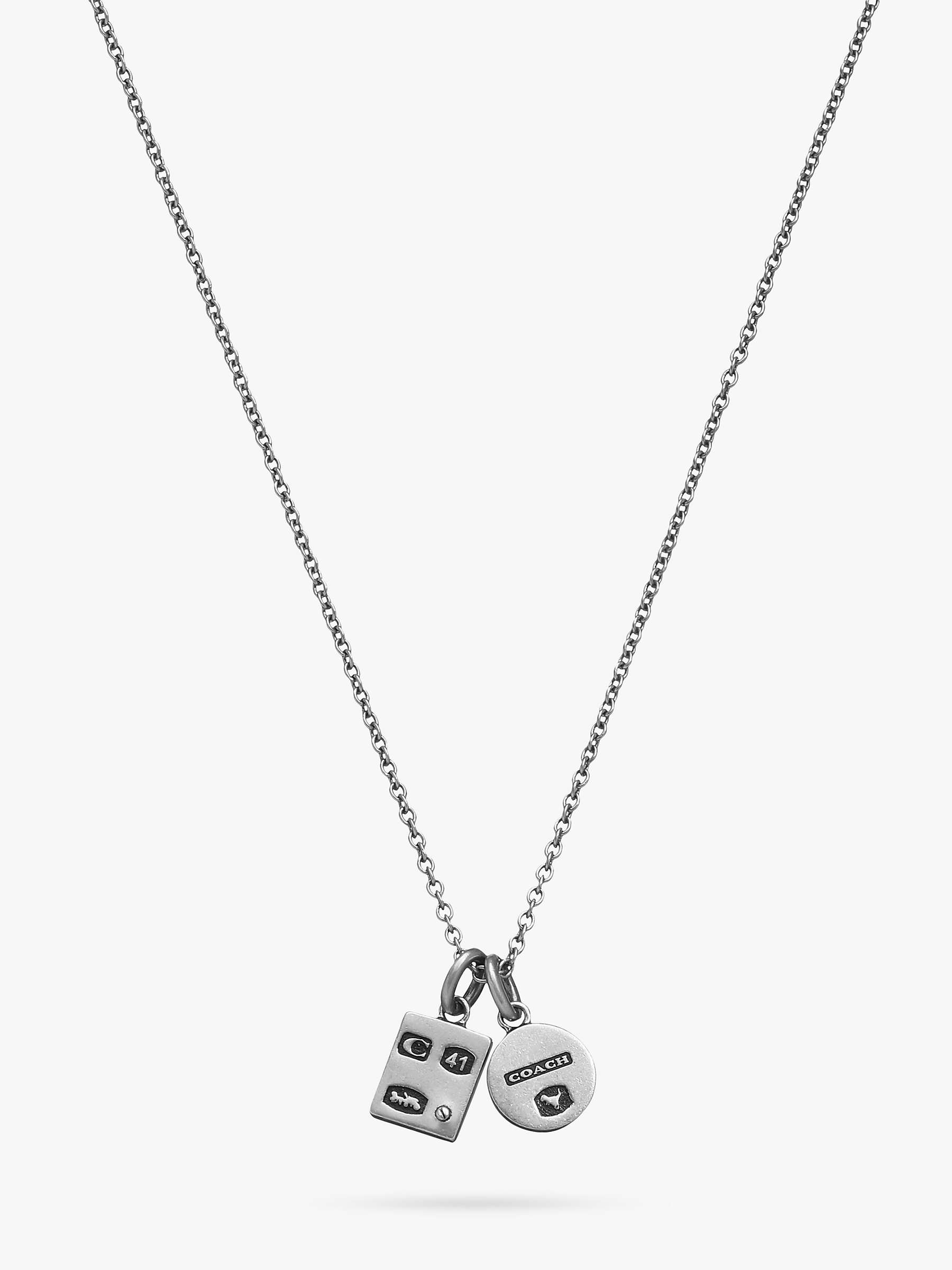Buy Coach Mixed Motif Double Tag Necklace, Silver Online at johnlewis.com