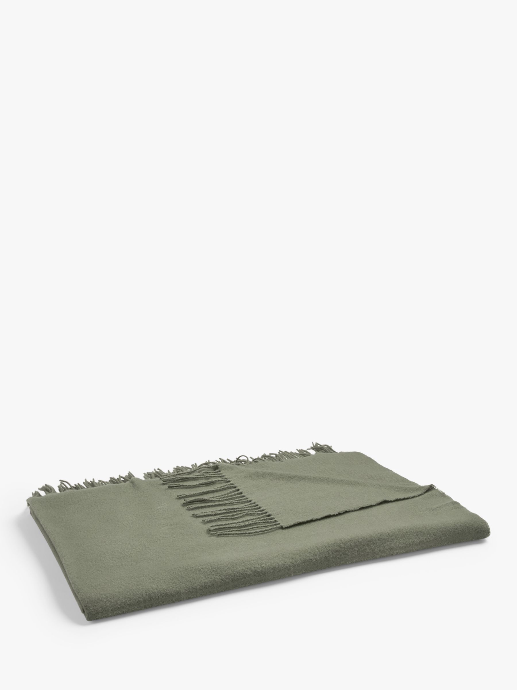 John Lewis Plain Wool Throw Myrtle Green